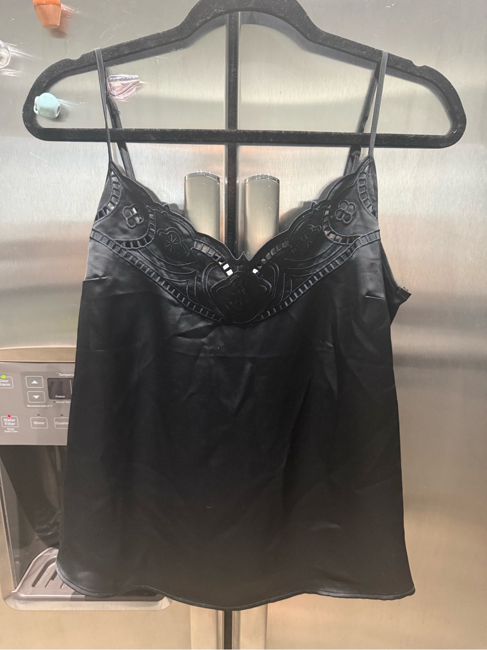 H&M Black Satin Lace-Trim Slip Camisole